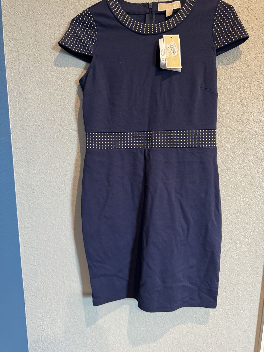 Michael Kors Navy Top with Gold Stud Detailing
